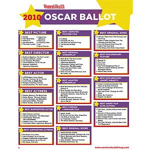 Oscar Printable Ballot 2010 photo about Printable Oscar Ballots known as Oscar Printable Ballot 2010